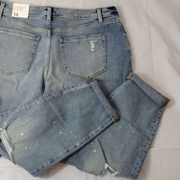 Lane Bryant Paint Splatter Distressed Boyfriend Jeans Plussize 14 NWT - Picture 15 of 16